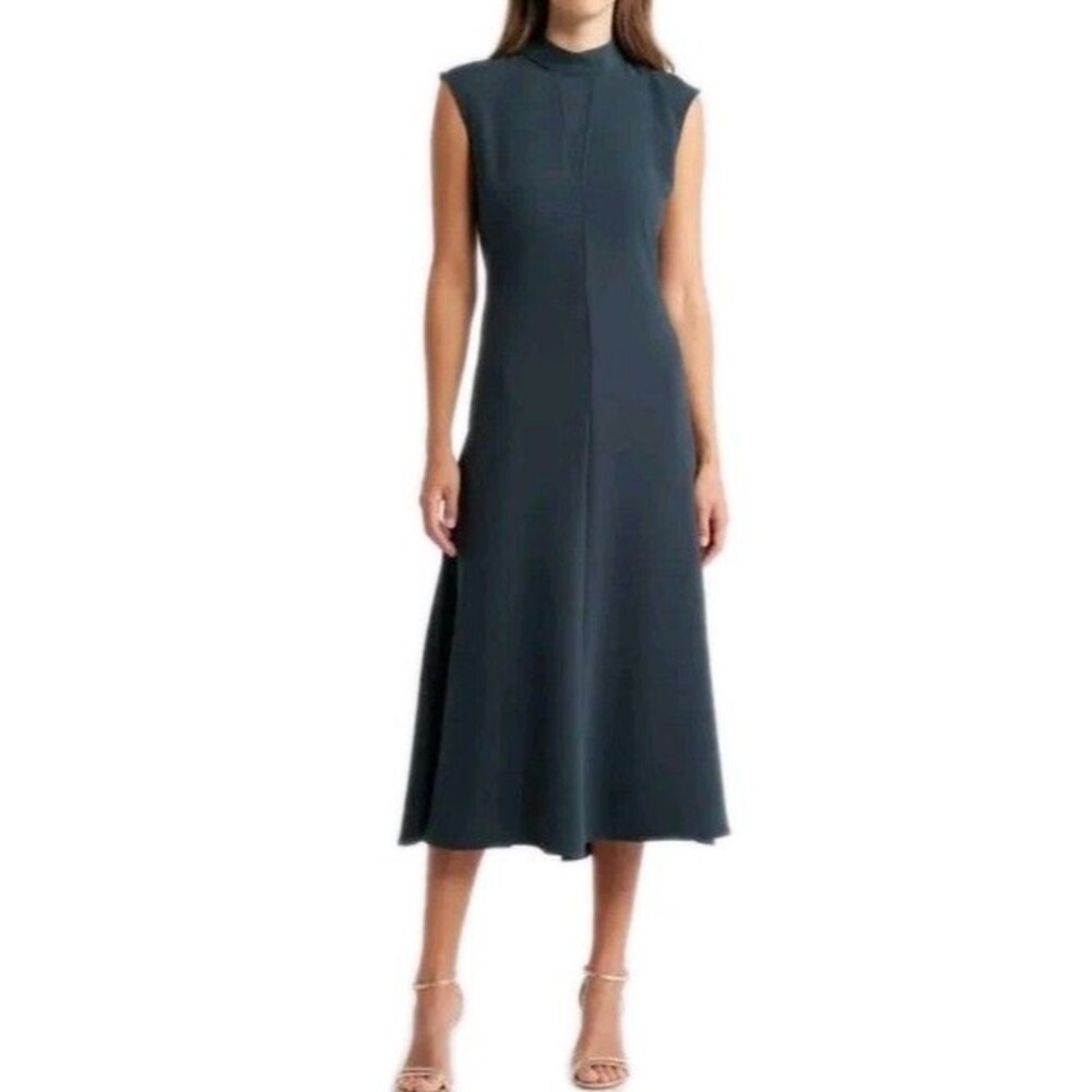 halogen mock neck midi dress - forest river blue - Womens Sz M